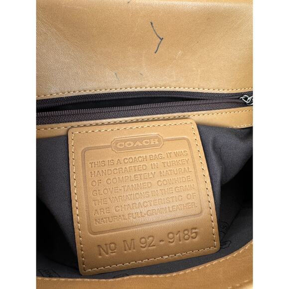Vintage COACH Handbag Tan Leather Inner Pocket Magnetic Top Handle Crossbody Bag - Picture 15 of 15